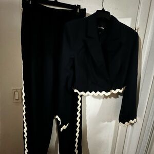 Woman two piece pant set navy blue size XLarge